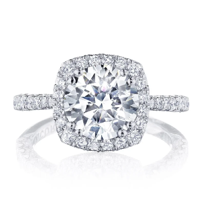 Engagement rings with emerald-cut diamonds for a clean and elegant style -Round with Cushion Bloom Engagement Ring