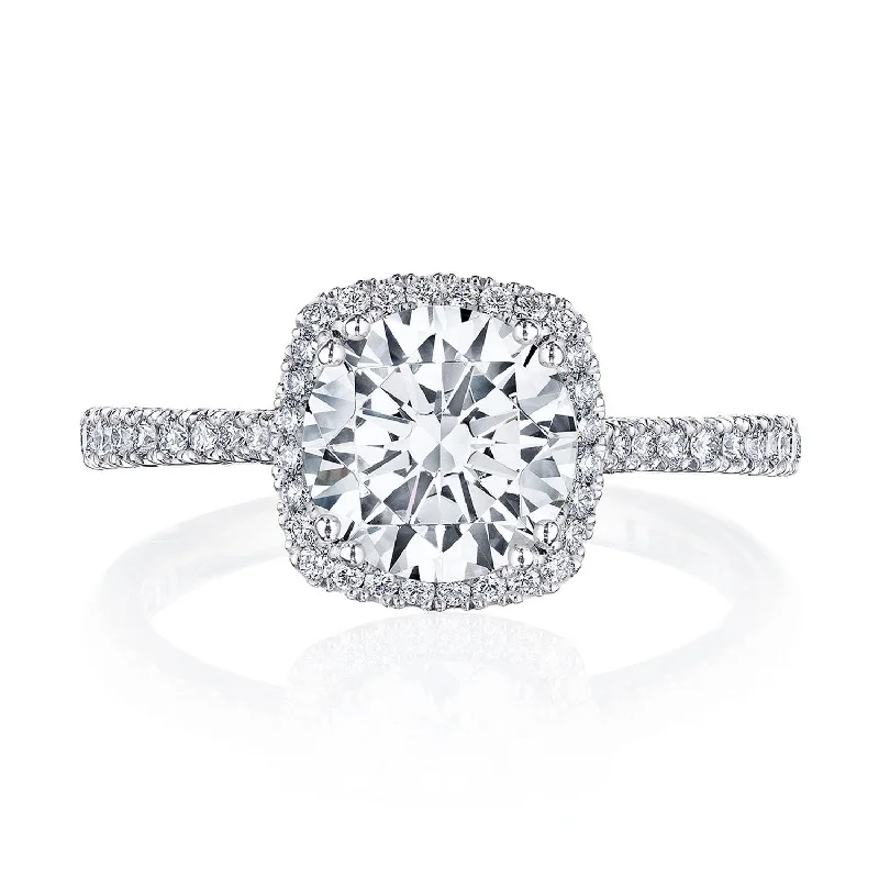 Engagement rings with diamond clusters for a unique, intricate design with extra sparkle -Round with Cushion Bloom Engagement Ring