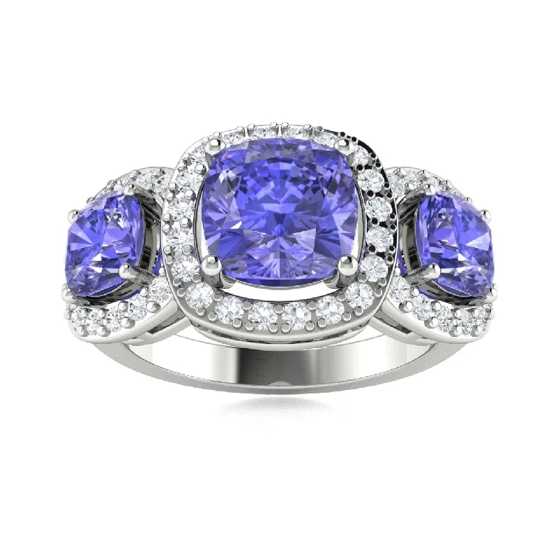 Engagement rings with rose gold bands for a romantic and warm look -Tanzanite Ring (Tanzanite 0.88 cts. White Diamond 0.44 cts.)