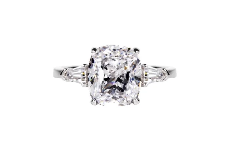 Elegant engagement rings with side stone diamonds for added sparkle and visual appeal -The Rowan Ring (3 Carat)