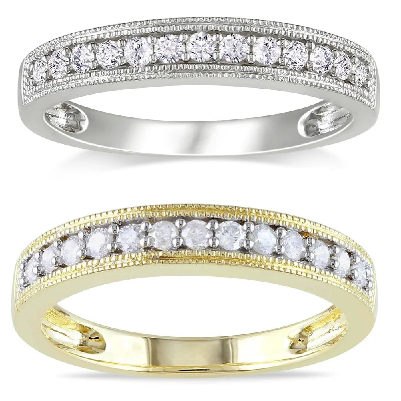 Radiant Cut Diamond Rings for Brilliant Effect-Miadora 10k Gold 1/4ct TDW Diamond Wedding Band