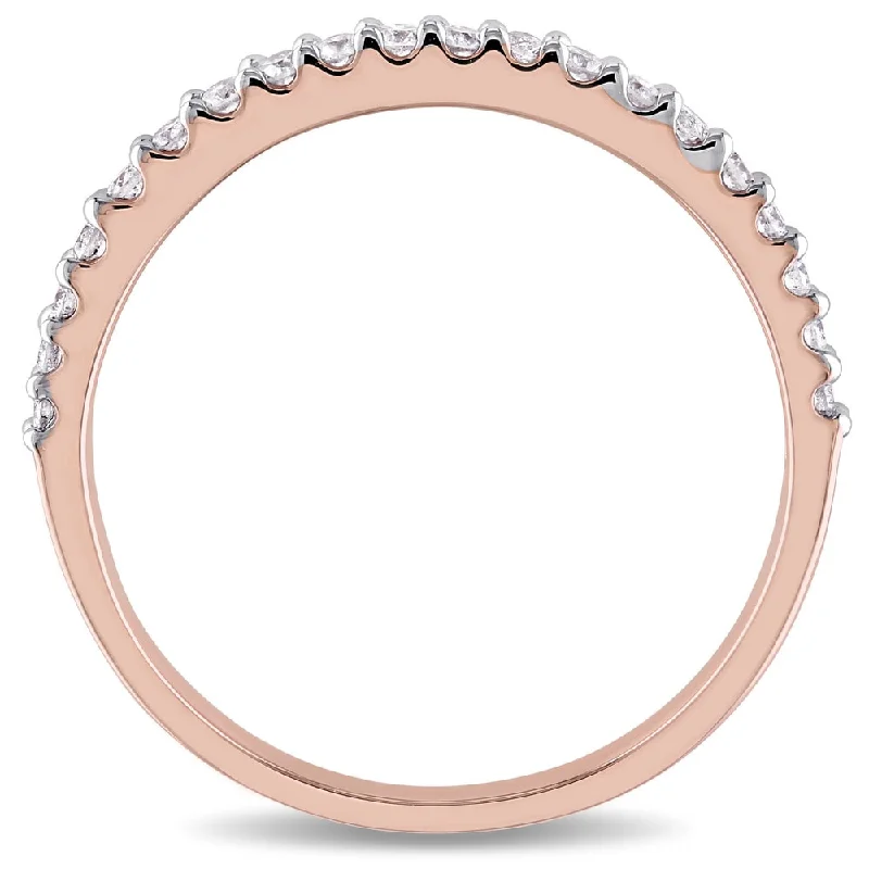 Silver Diamond Rings for Classic Look-Miadora 10k Rose Gold 1/5ct TDW Diamond Eternity Wedding Band Ring - White