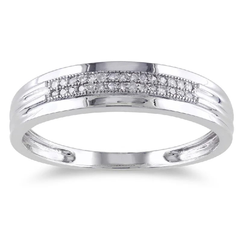 Adjustable Diamond Rings for Custom Fit-Miadora 10k White Gold 1/10ct TDW Diamond Anniversary Ring