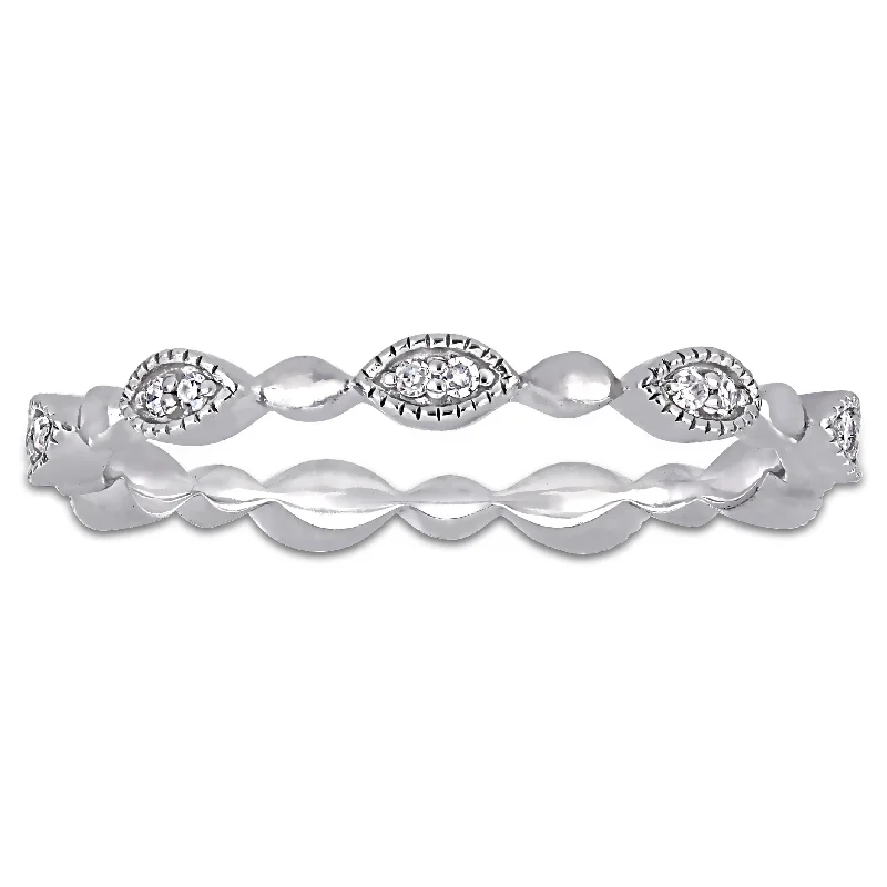 Gold Diamond Rings for Luxurious Feel-Miadora 10k White Gold 1/10ct TDW Diamond Stackable Infinity Eternity Band