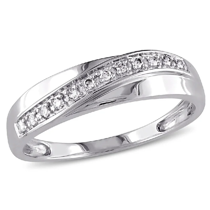 Three-Stone Diamond Rings for Symbolism-Miadora 10k White Gold 1/10ct TDW Diamond Wedding Band (Choice of Gender)