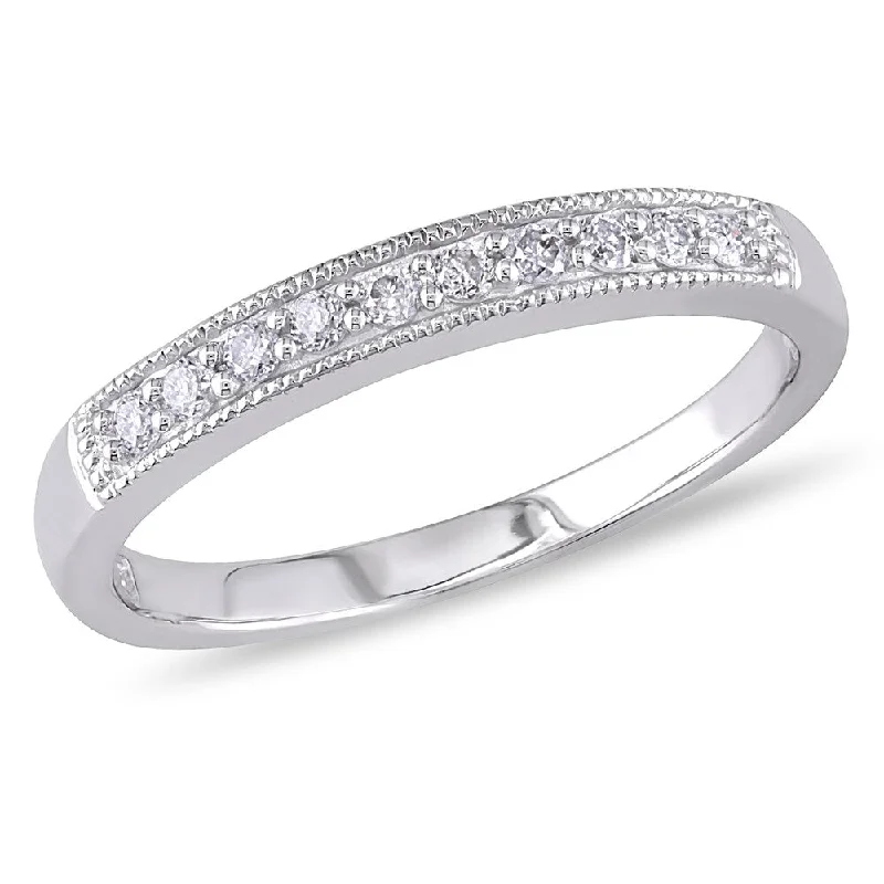 Handmade Diamond Rings for Artisanal Touch-Miadora 10k White Gold 1/10ct TDW Diamond Wedding Band (H-I, I2-I3)