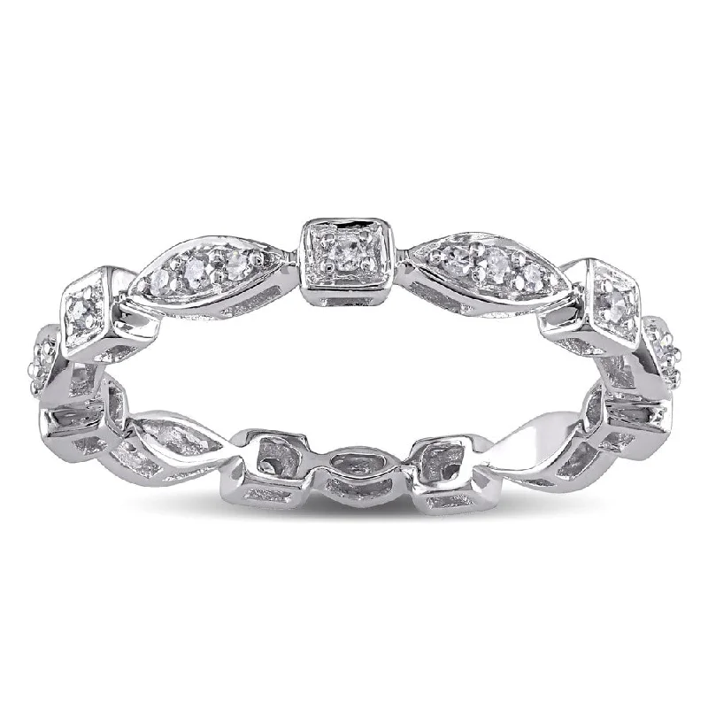 Emerald Cut Diamond Rings for Elegant Look-Miadora 10k White Gold 1/5ct TDW Diamond Geometric Eternity Ring