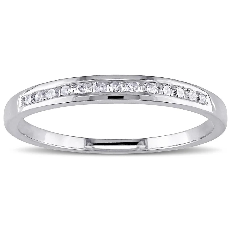 Diamond Rings with Side Stones for Added Detail-Miadora 10k White Gold 1/8ct TDW Diamond Wedding Band