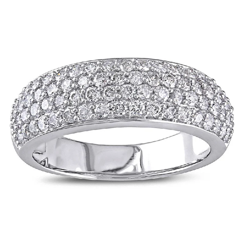 Thick Diamond Rings for Sturdy Appearance-Miadora 10k White Gold 1ct TDW Pave Diamond Ring (G-H, I2-I3)