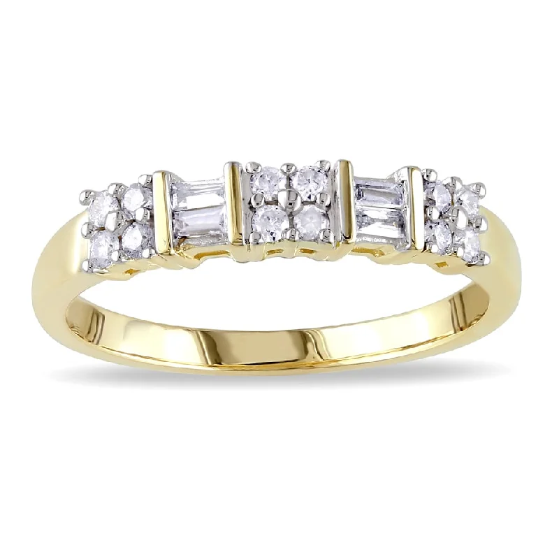 Diamond Rings with Triple Bands for Complex Look-Miadora 10k Yellow Gold 1/4ct TDW Diamond Ring