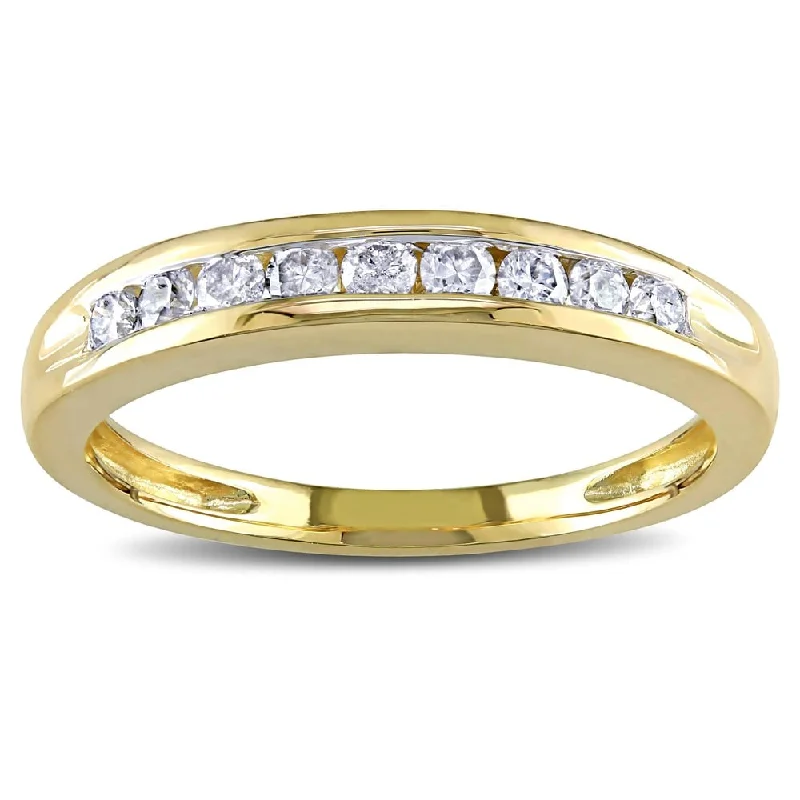 Cushion Cut Diamond Rings for Soft Aesthetics-Miadora 10k Yellow Gold 1/4ct TDW Diamond Wedding Band