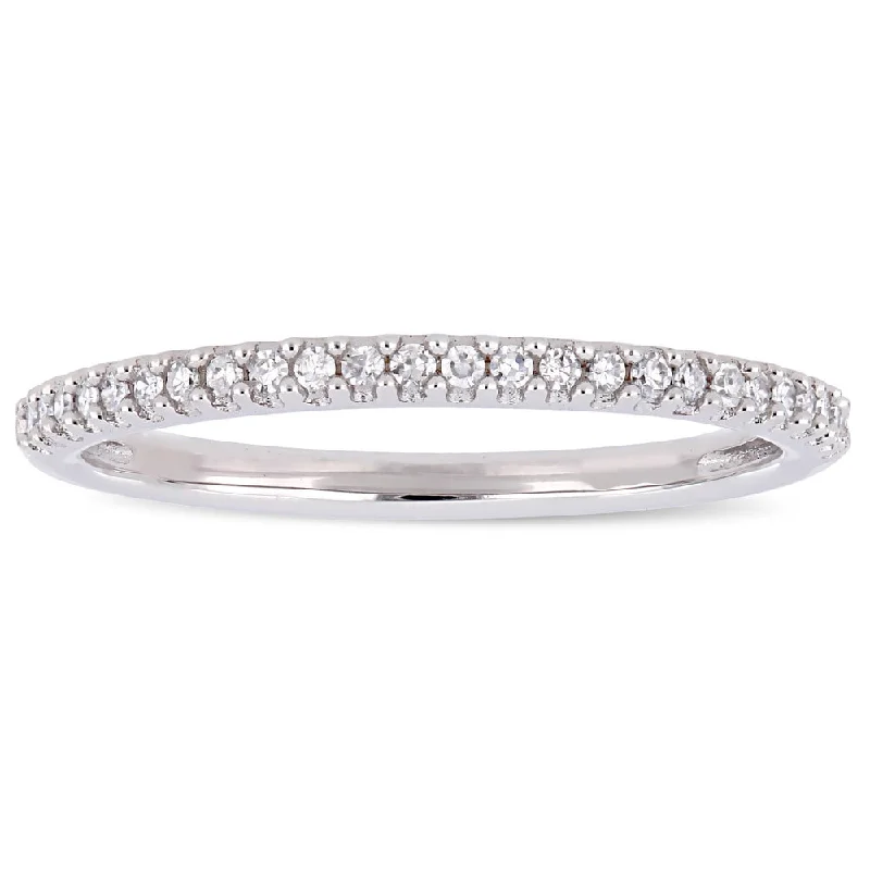 Asscher Cut Diamond Rings for Unique Style-Miadora 14k White Gold 1/8ct TDW Diamond Stackable Semi-Eternity Wedding Band