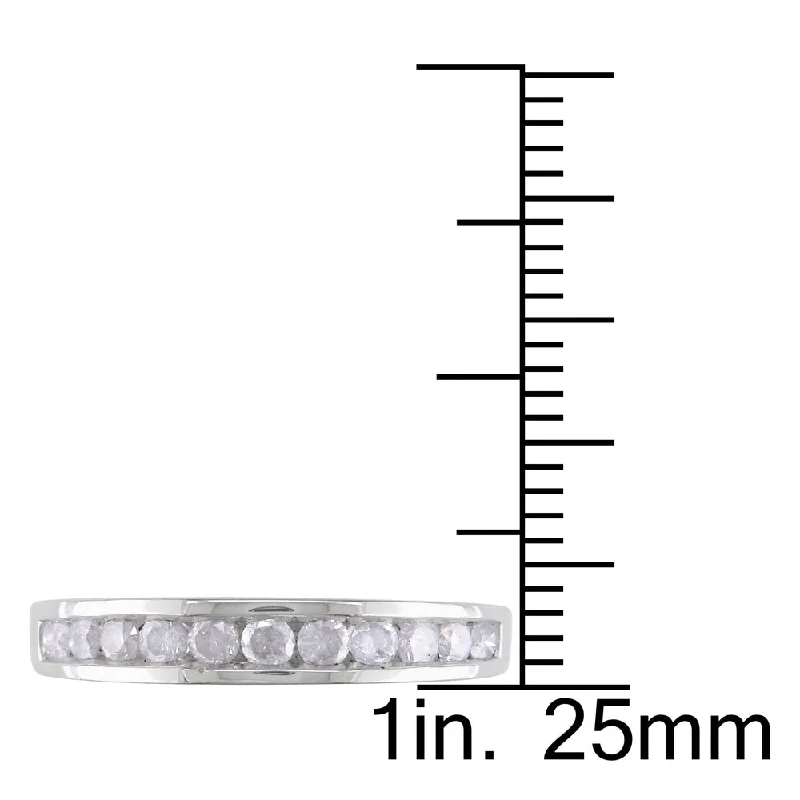 Waterproof Diamond Rings for Everyday Wear-Miadora Sterling Silver 1/2ct TDW Channel Diamond Wedding Band