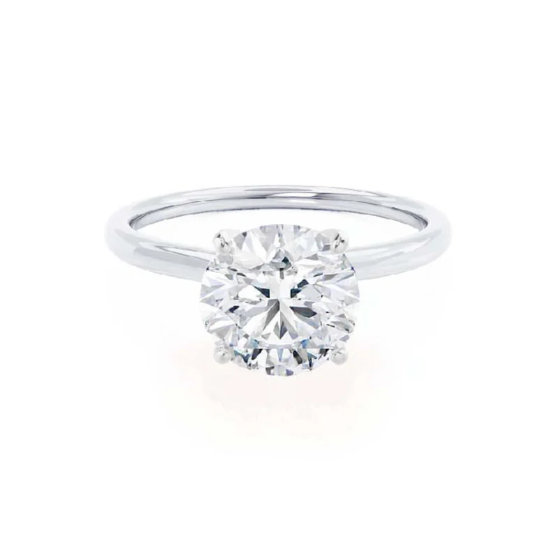 Diamond Rings for Seniors' Preference-LULU - Round Diamond Petite Solitaire 18k White Gold Engagement Ring