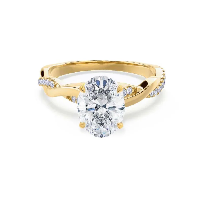 Diamond Rings for Fashion Statement-EDEN - Oval Diamond Vine Solitaire 18k Yellow Gold Engagement Ring