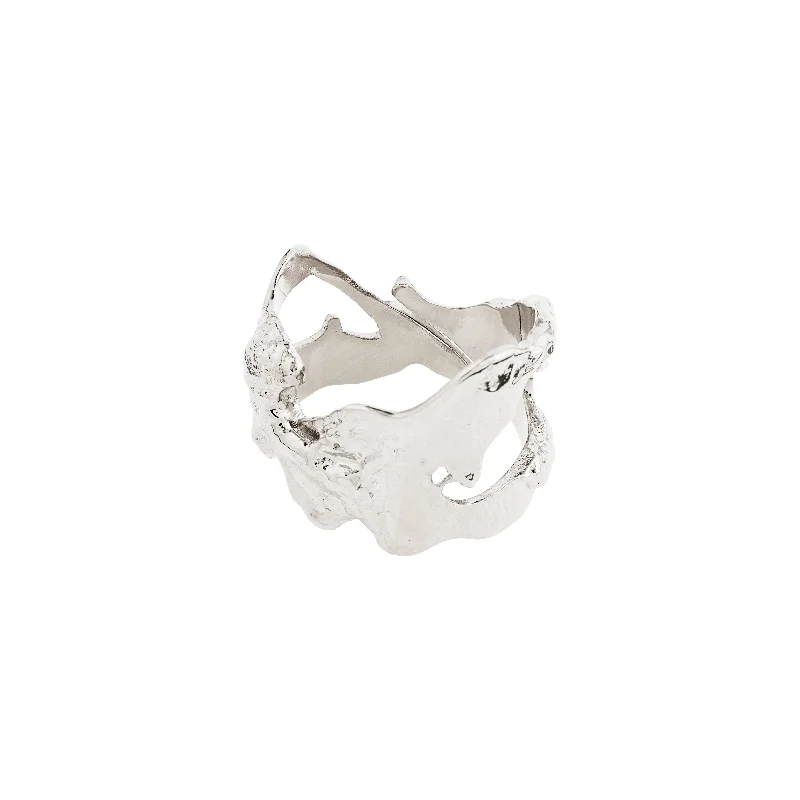 Party rings perfect for sparkling evening wear -COMPASS organic shaped ring silver-plated