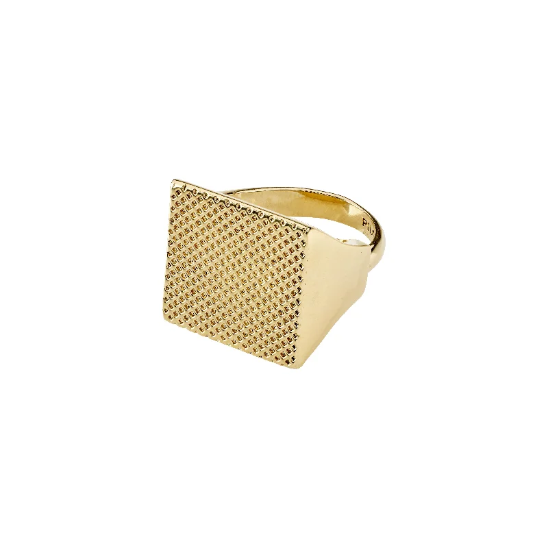 Dual-tone rings with mixed metals for versatility -PULSE signet ring gold-plated