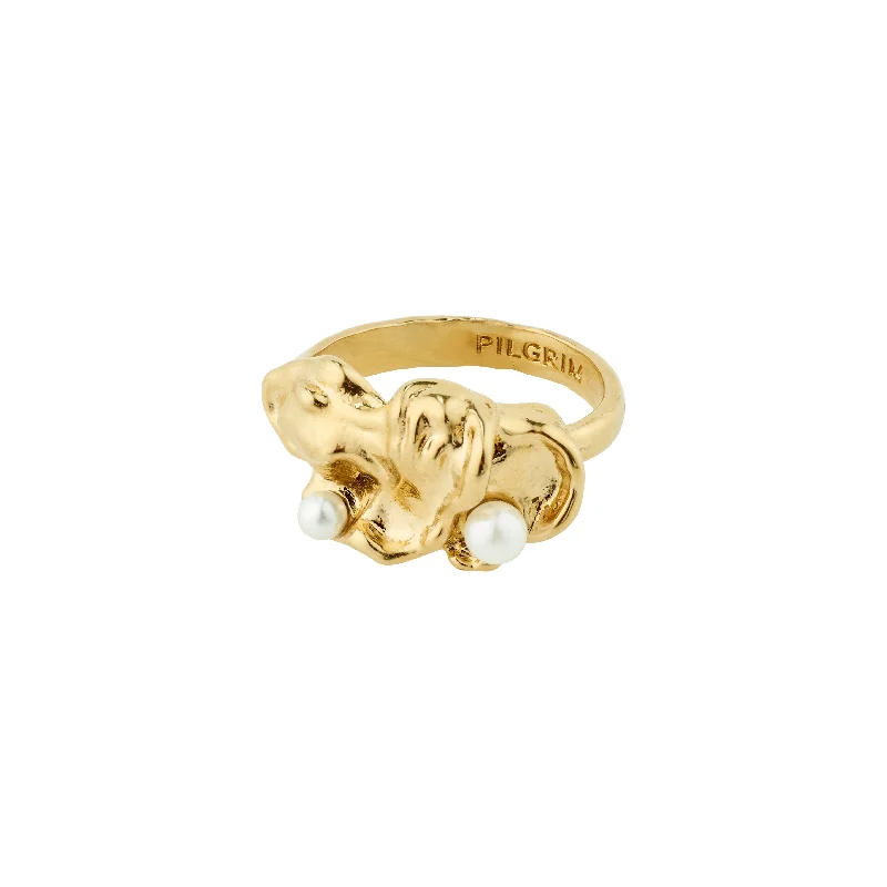 Rings perfect for romance with sweet stones -MOON ring gold-plated