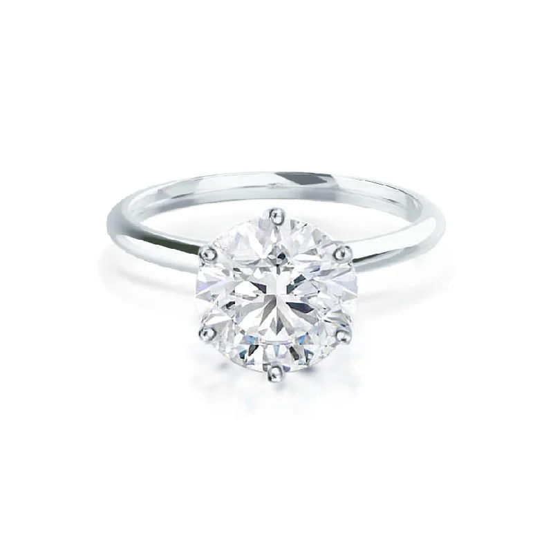 Diamond Rings for Parents' Occasion-LILLIE - Round Diamond 6 Prong Knife Edge Solitaire Platinum 950 Engagement Ring