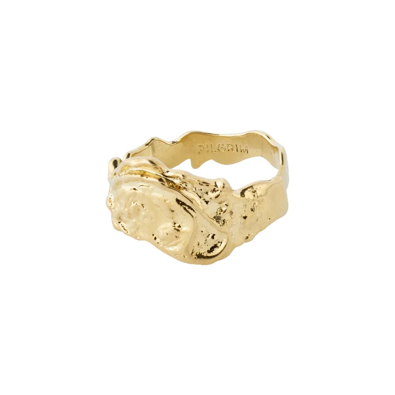 Rings inspired by rivers with flowing stones -BLOSSOM organic shaped ring gold-plated