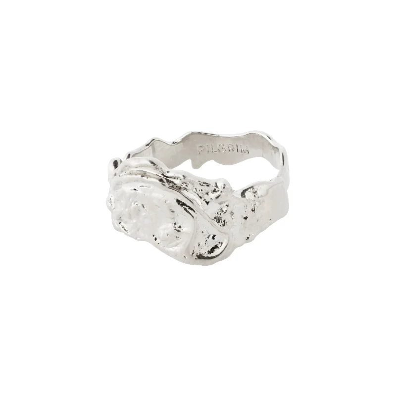 Rings perfect for kids with playful stones -BLOSSOM organic shaped ring silver-plated