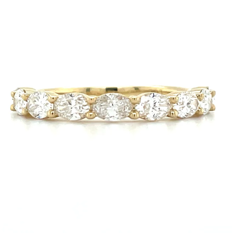 Silver Diamond Rings for Classic Look-14ct Yellow Gold Laboratory Grown 1.22ct Horizonatal Oval Diamond Ring