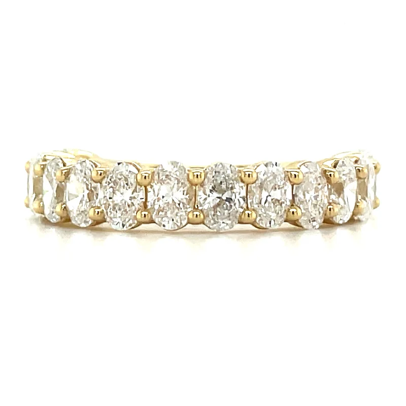 Diamond Rings with Triple Bands for Complex Look-14ct Yellow Gold 2.06ct Laboratory Grown Oval Cut Diamond Eternity Ring