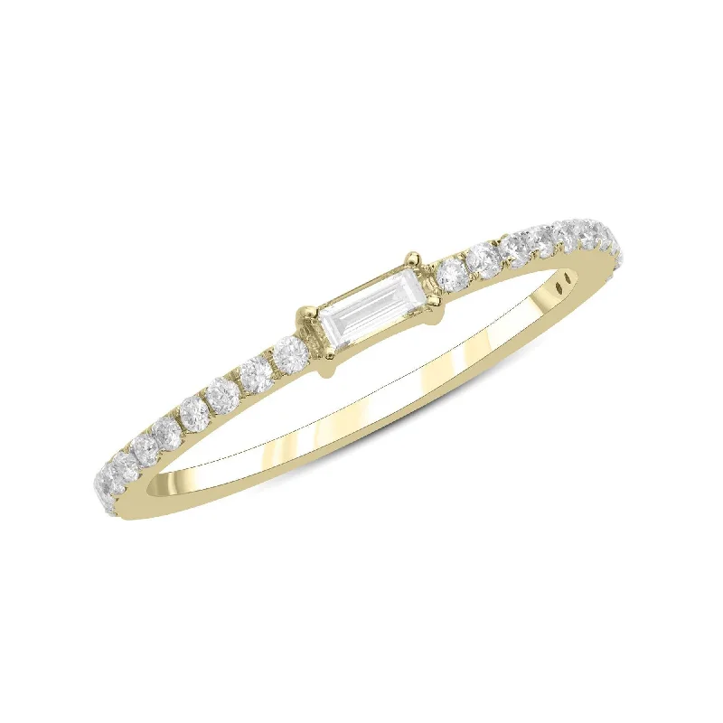 Rings inspired by nature with floral gems -Baguette Diamond Stack Ring