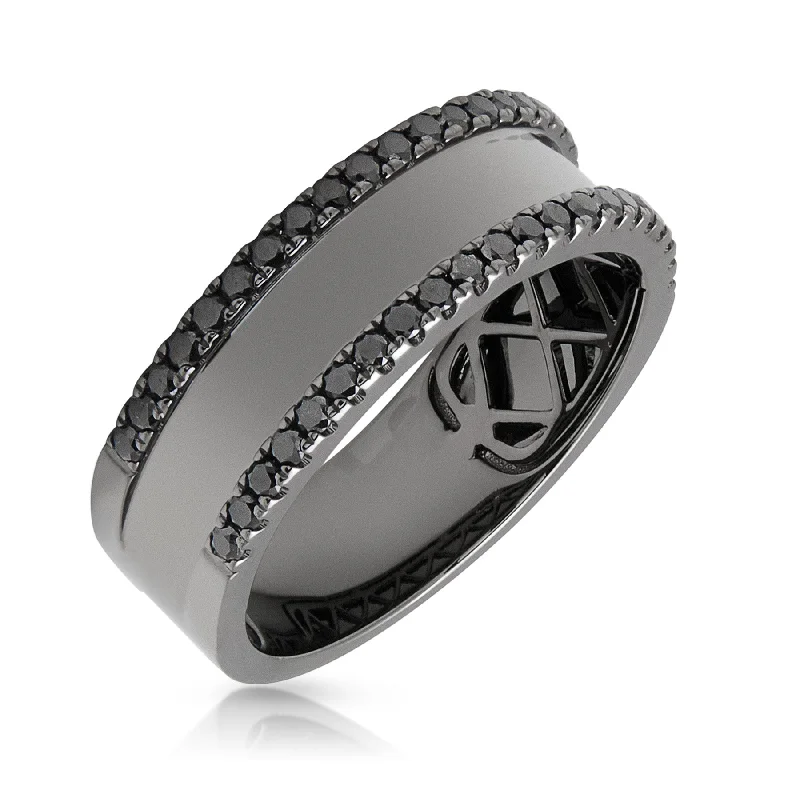 Silver rings offering affordable sparkle for fingers -14KT Black Rhodium Black Diamond Jackson Band Ring