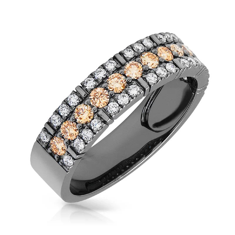 Rings featuring sapphire stones for rich blue shine -14KT Black Rhodium Champagne Diamond Adrian Band Ring