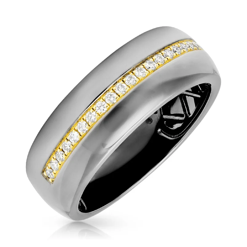 Rings featuring moonstone for mystical finger shine -14KT Black Rhodium Diamond Kendall Band Ring