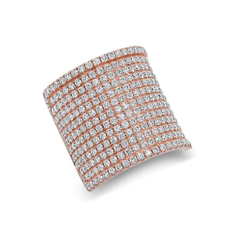 Eye-catching rings with unique shapes for flair -14KT Rose Gold Diamond Luxe Roma Ring