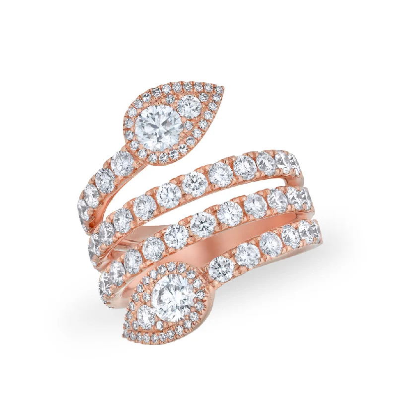 Rings inspired by planets with gem shine -14KT Rose Gold Diamond Luxe Viper Ring