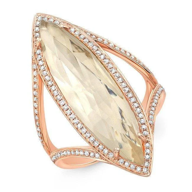 Rings inspired by nature with floral gems -14KT Rose Gold Diamond Topaz Serena Ring