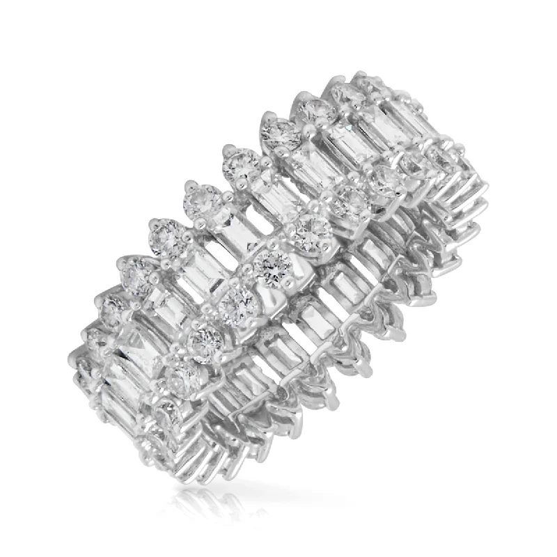 Custom rings designed with your favorite gemstones -14KT White Gold Baguette Diamond Luxe Queen Ring