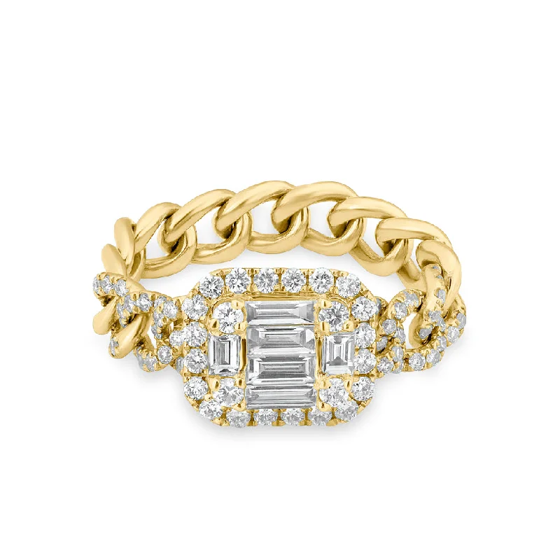 Quirky rings with offbeat gemstone flair -14KT Yellow Gold Baguette Diamond Nikolina Ring