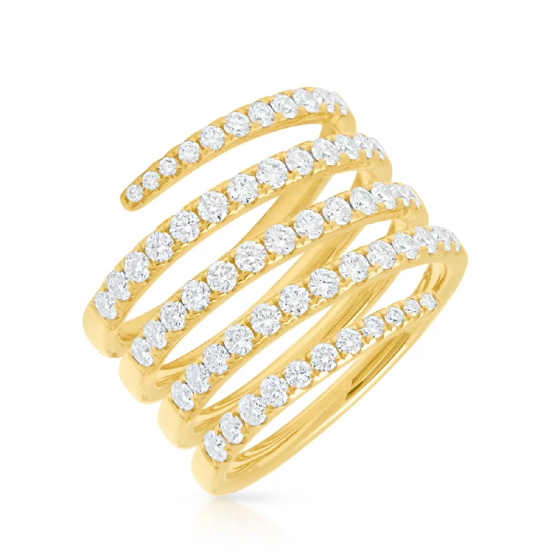 Rings perfect for gifting with gem sparkle -14KT Yellow Gold Diamond Spiral Ring