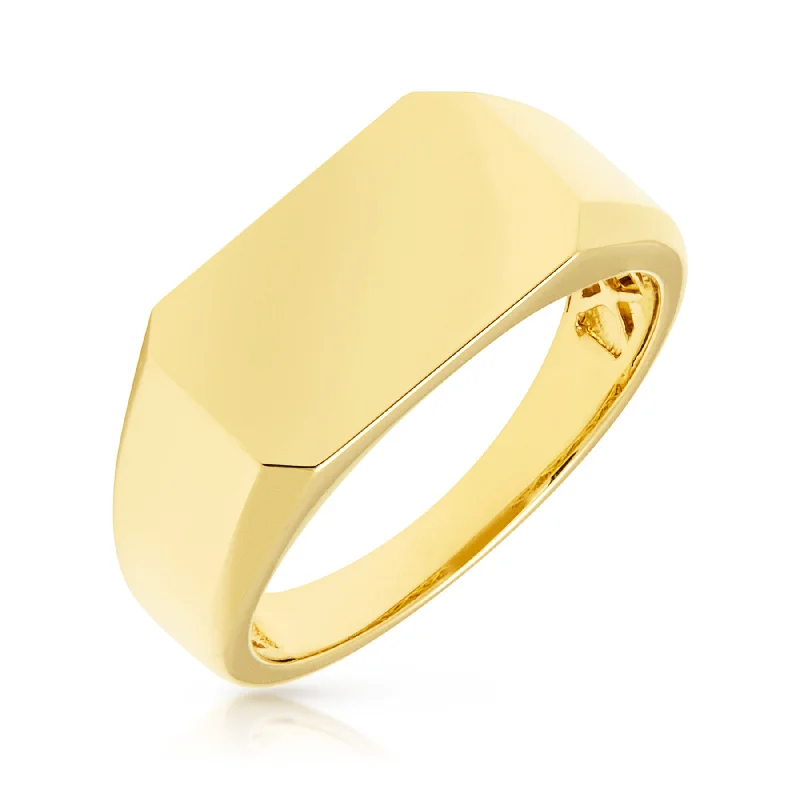 Etched rings with gem details for uniqueness -14KT Yellow Gold Hendrix Ring