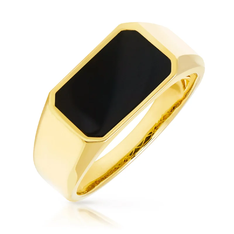 Rings perfect for holidays with gem cheer -14KT Yellow Gold Onyx Hendrix Ring