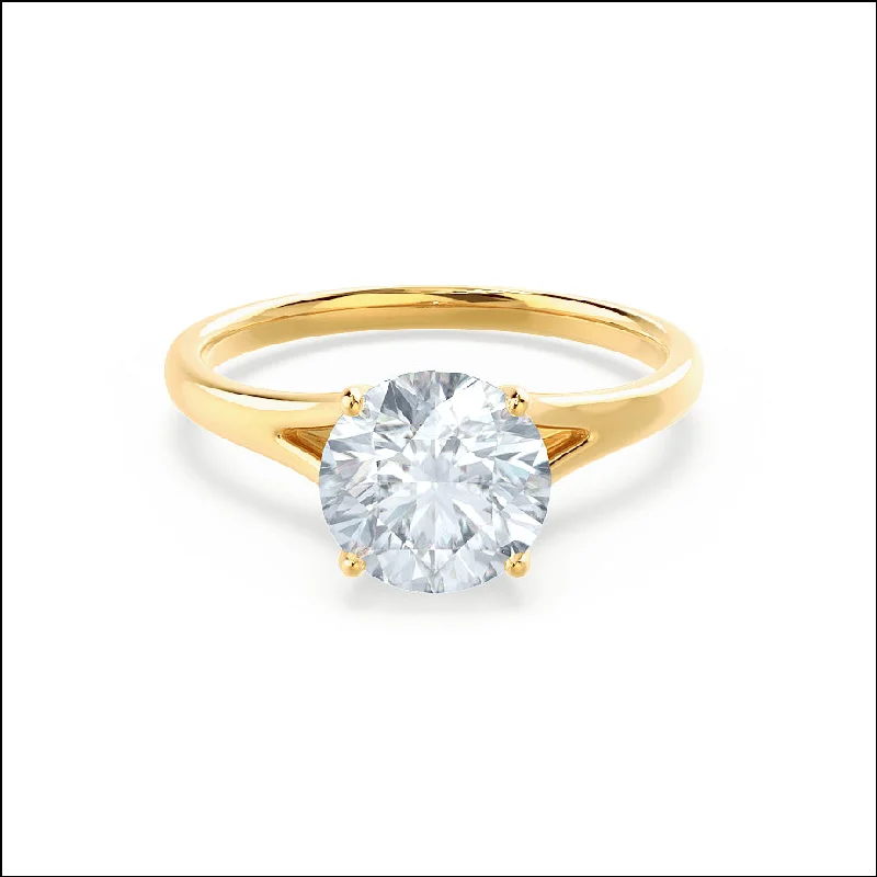 Diamond Rings for Tech Geeks' Preference-DAHLIA - Round Diamond Split Shank Solitaire 18k Yellow Gold Engagement Ring