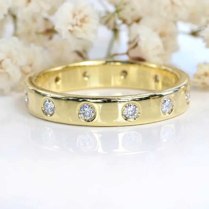 Diamond Rings with Diamond Accents for Extra Shine-18ct Gold 3.5mm Flat Polished 12 Diamond Eternity Ring