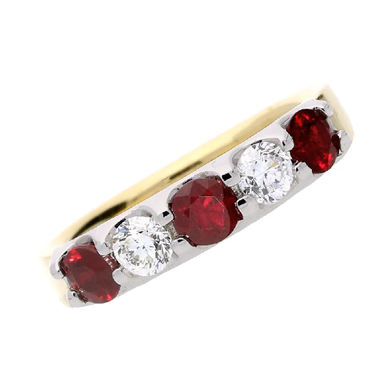 Minimalist Diamond Rings for Simple Style-18ct Gold Ruby and Diamond Eternity Ring