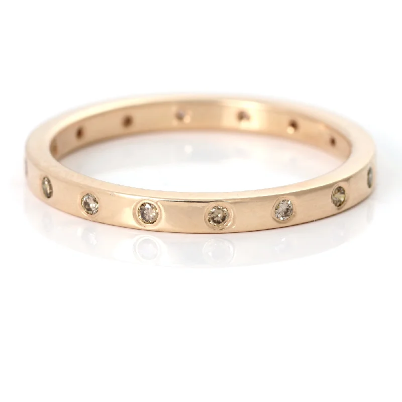 Diamond Rings for Prom Night-18ct Rose Gold Slim Champagne Diamond Eternity Ring