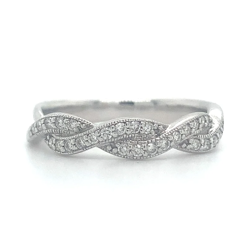 Diamond Rings for Prom Night-18ct White Gold Earth Grown Diamond Twist Band