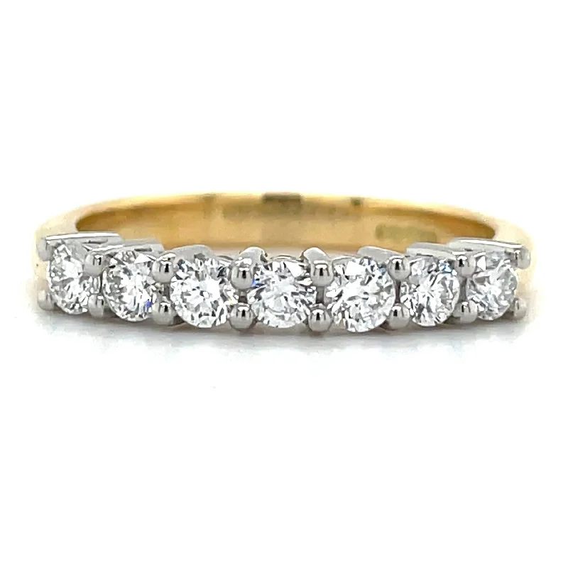 Pear Cut Diamond Rings for Feminine Silhouette-18ct Yellow Gold 0.50ct 7 Stone Laboratory Grown Diamond Ring