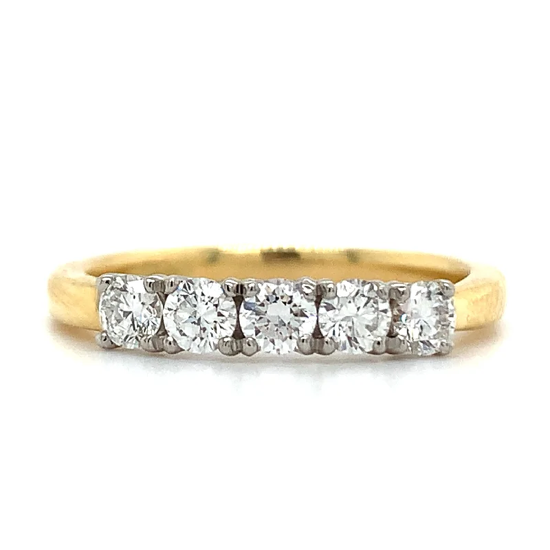 Diamond Rings for Engineers' Design-18ct Yellow Gold 0.53ct Laboratory Grown 5 Stone Diamond Eternity Ring