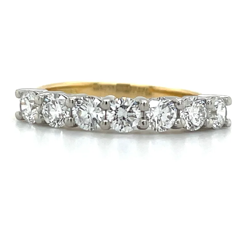 Cushion Cut Diamond Rings for Soft Aesthetics-18ct Yellow Gold 1.01ct 7 Stone Laboratory Grown Diamond Ring