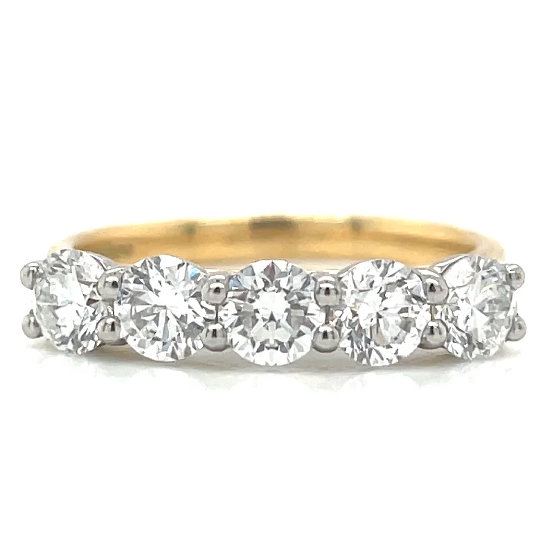 Diamond Rings for Athletes' Choice-18ct Yellow Gold 1.22ct Laboratory Grown Five Stone Diamond Eternity Ring