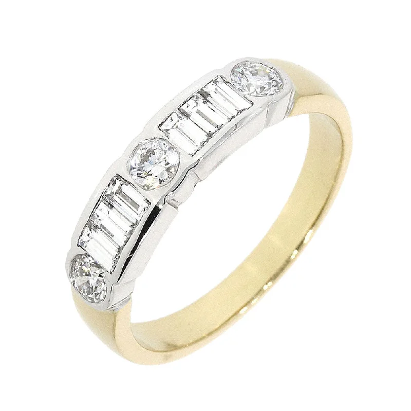 Diamond Rings with Filigree Bands for Delicate Detail-18ct Yellow Gold Emerald and Brilliant Cut Diamond .65ct Eternity Ring