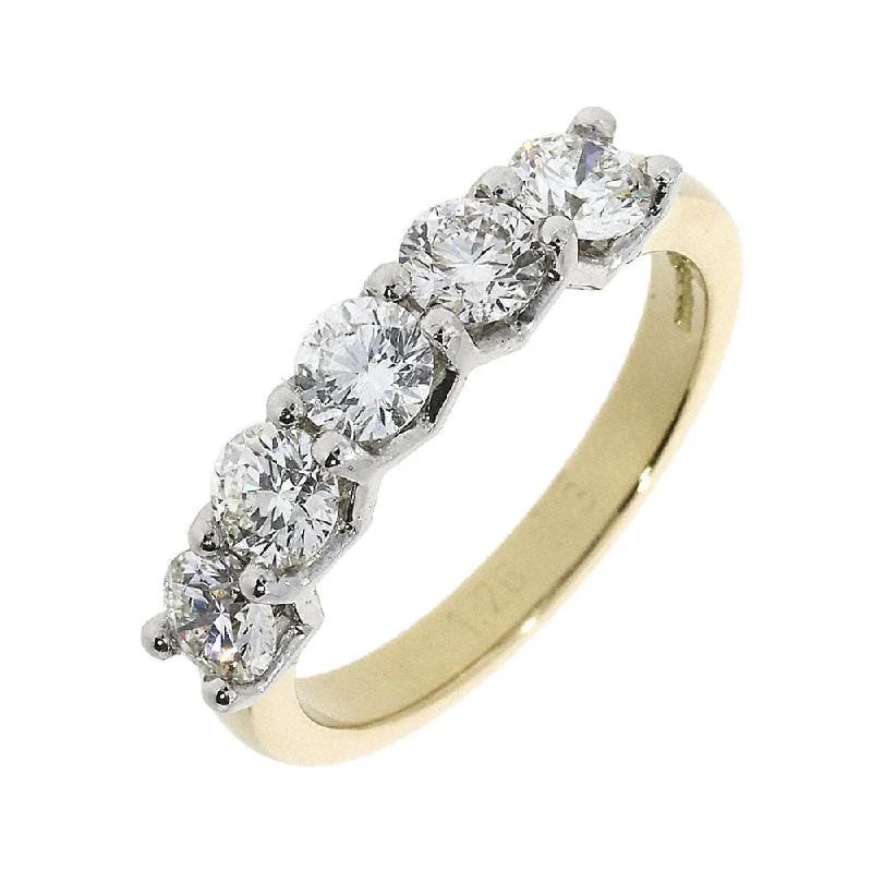 Diamond Rings with Onyx Contrast for Bold Appearance-18ct Yellow Gold Five Stone Diamond 1.25ct Eternity Ring